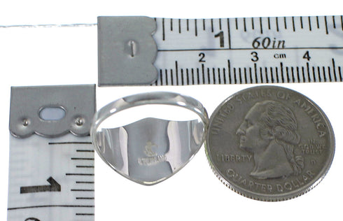 Turquoise And Opal Inlay Silver Jewelry Ring Size 6-1/4 AX52323