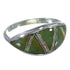 Southwestern Silver Turquoise And Opal Inlay Ring Size 7-1/4 AX51977
