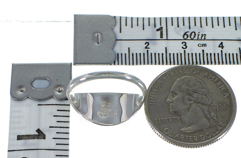 Southwestern Silver Turquoise And Opal Inlay Ring Size 7-1/4 AX51977