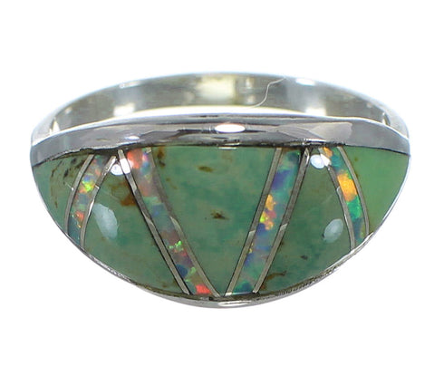 Turquoise And Opal Silver Jewelry Ring Size 6-3/4 AX52029