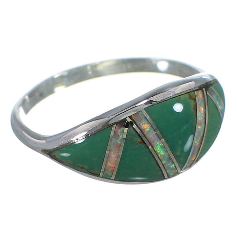 Turquoise And Opal Jewelry Sterling Silver Ring Size 5-1/4 AX52041