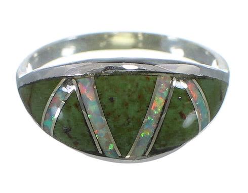 Sterling Silver Turquoise And Opal Southwestern Ring Size 6-3/4 AX52060