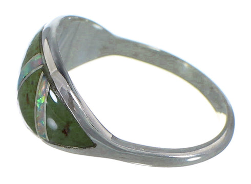 Sterling Silver Turquoise And Opal Southwestern Ring Size 6-3/4 AX52060