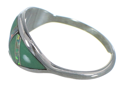 Southwestern Silver Opal And Turquoise Ring Size 6-1/4 AX52091