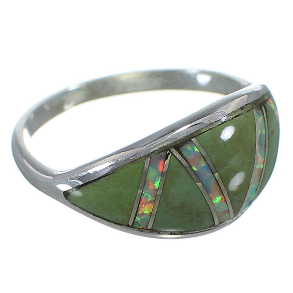 Authentic Sterling Silver Jewelry Opal And Turquoise Ring Size 6-3/4 AX52125