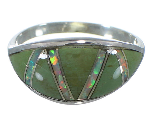 Authentic Sterling Silver Jewelry Opal And Turquoise Ring Size 6-3/4 AX52125