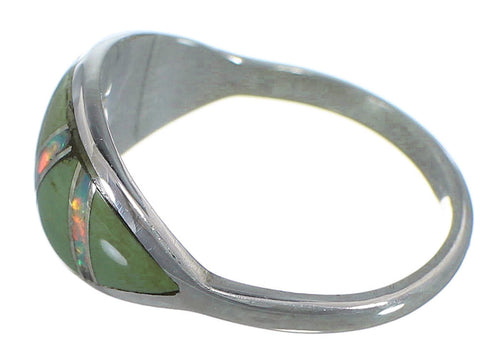 Authentic Sterling Silver Jewelry Opal And Turquoise Ring Size 6-3/4 AX52125