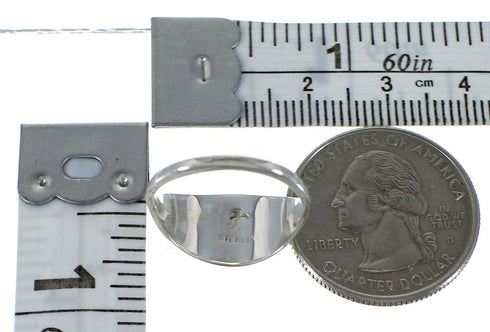 Turquoise Opal Inlay And Authentic Sterling Silver Ring Size 8-1/4 AX52140