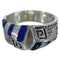 Southwest Sterling Silver Water Wave Lapis Opal Ring Size 8-1/2 EX56606