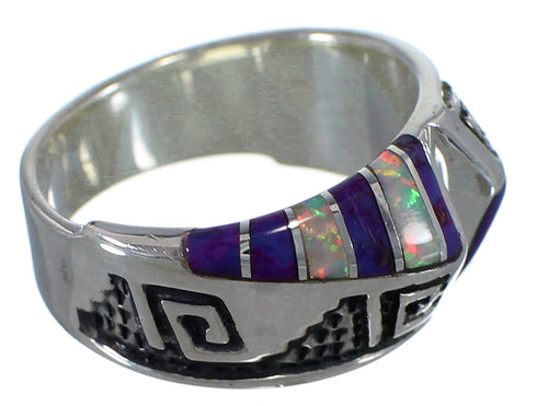 Sterling Silver Magenta Turquoise And Opal Water Wave Ring Size 5 EX56616