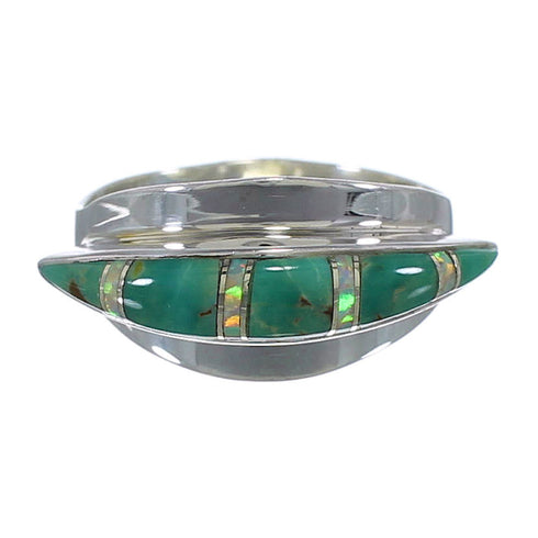 Opal And Turquoise Sterling Silver Ring Size 6-1/4 EX44513