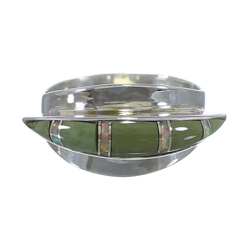 Turquoise And Opal Southwestern Silver Ring Size 4-3/4 EX44534