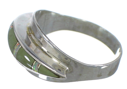 Turquoise And Opal Silver Southwestern Ring Size 6-3/4 EX44532