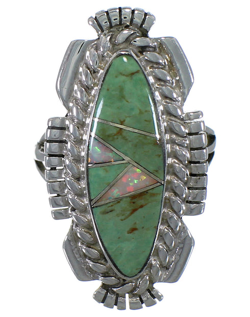 Southwest Turquoise And Opal Silver Ring Size 6-1/2 TX45595