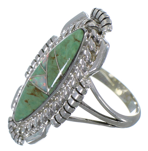 Southwest Turquoise And Opal Silver Ring Size 6-1/2 TX45595