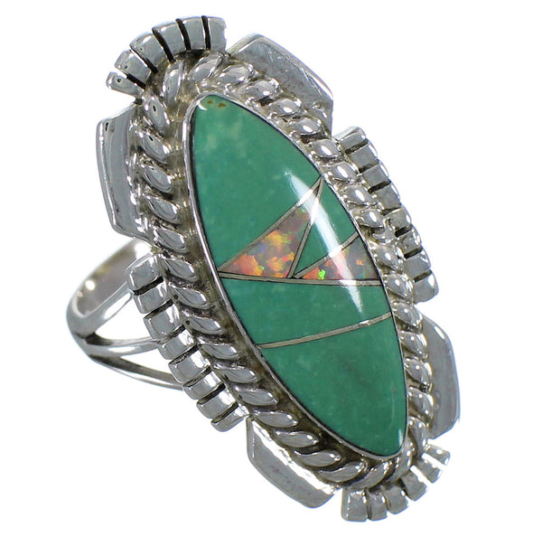 Turquoise And Opal Silver Ring Size 6-1/4 TX45601