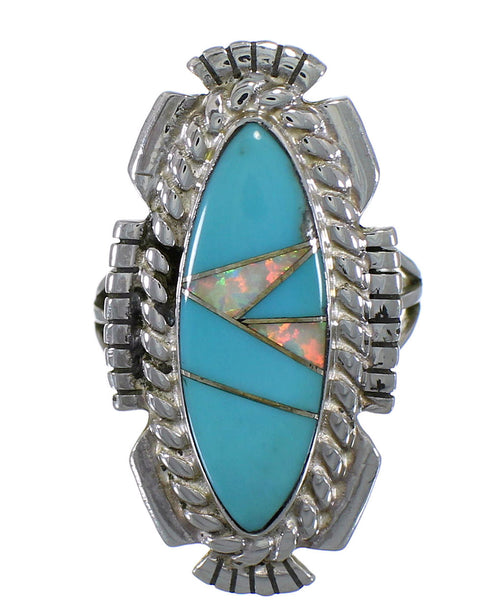 Opal Turquoise Sterling Silver Southwestern Ring Size 7-1/4 TX45738