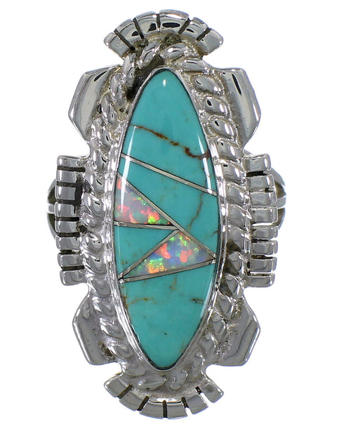 Opal Sterling Silver Southwestern Turquoise Ring Size 4-3/4 TX45749