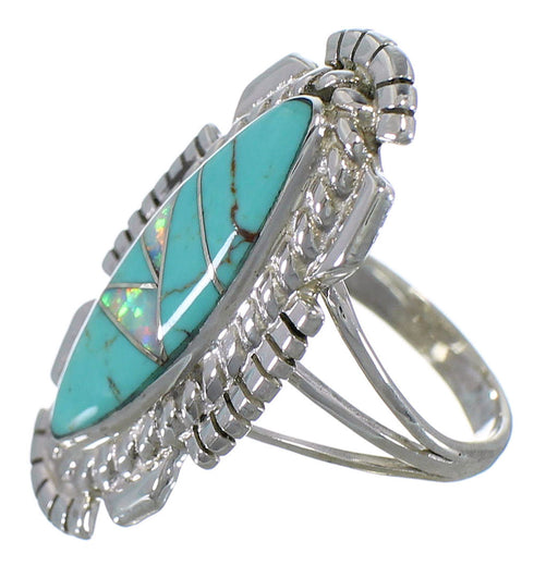 Opal Sterling Silver Turquoise Ring Size 8-1/4 TX45744