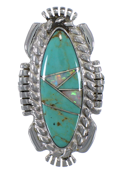 Opal Southwestern Silver Turquoise Ring Size 7-1/4 TX45755