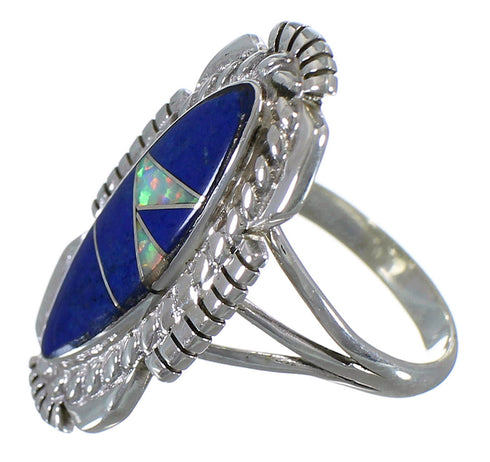 Lapis Opal Southwest Silver Ring Size 7-1/4 TX45784