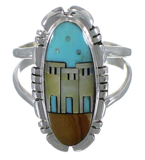 Southwest Pueblo Design Multicolor Ring Size 7-3/4 TX45849