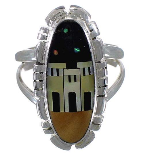 Southwest Native American Design Multicolor Ring Size 4-1/2 TX45858