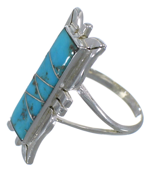 Turquoise Inlay Sterling Silver Ring Size 5-3/4 EX44222