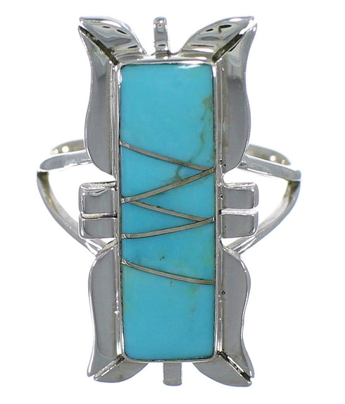 Southwestern Turquoise And Silver Ring Size 6-1/2 EX44229