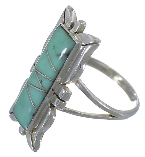 Turquoise Inlay Sterling Silver Ring Size 7-3/4 EX44230