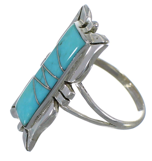 Southwest Silver Turquoise Ring Size 6-3/4 EX44233