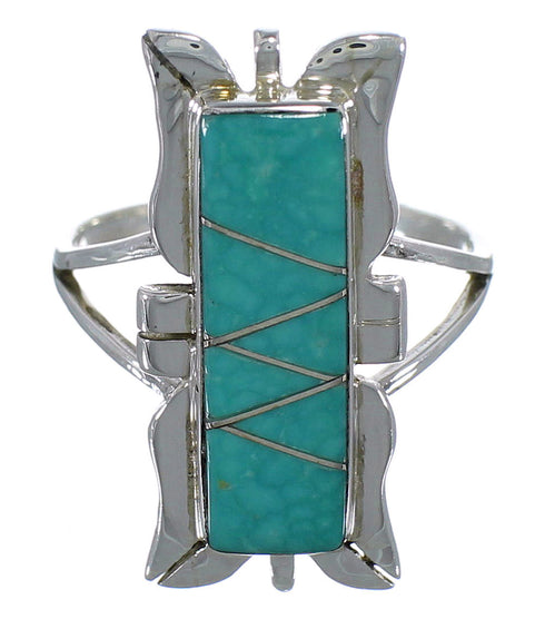 Turquoise Inlay Sterling Silver Ring Size 8-3/4 EX44234