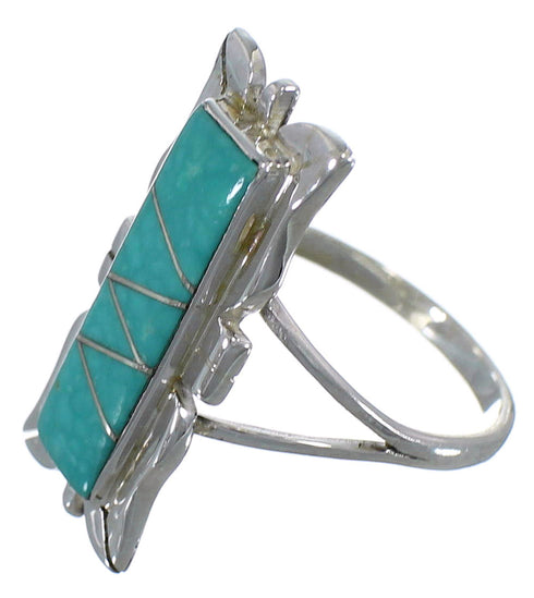 Turquoise Inlay Sterling Silver Ring Size 8-3/4 EX44234