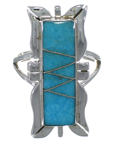 Southwest Turquoise Sterling Silver Ring Size 5-3/4 EX44236