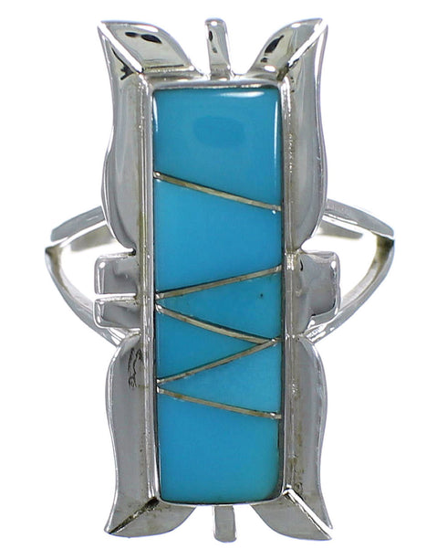 Genuine Sterling Silver Turquoise Ring Size 8-3/4 EX44243
