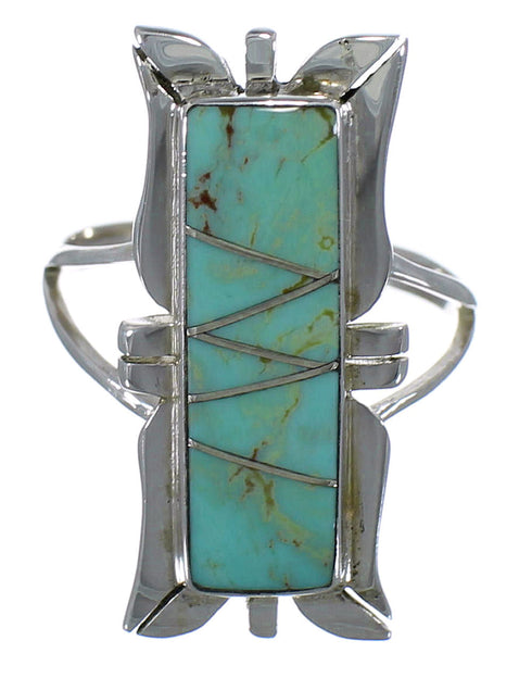 Southwest Turquoise Silver Ring Size 7-3/4 EX44245