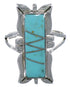 Sterling Silver And Turquoise Inlay Ring Size 6-1/2 EX44252