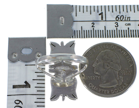 Sterling Silver And Turquoise Inlay Ring Size 6-1/2 EX44252