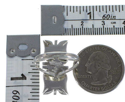 Turquoise Inlay Southwest Silver Ring Size 8-1/4 EX44253