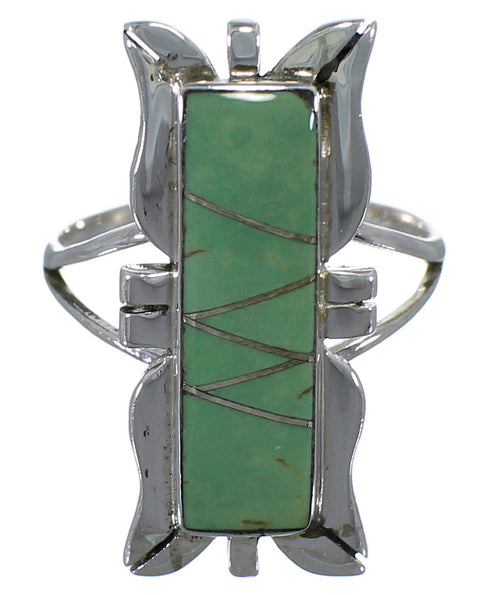 Southwest Turquoise Silver Ring Size 7-3/4 EX44254