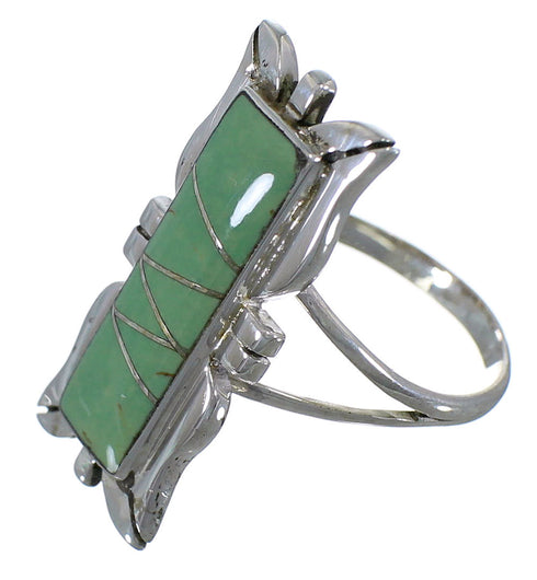 Southwest Turquoise Silver Ring Size 7-3/4 EX44254