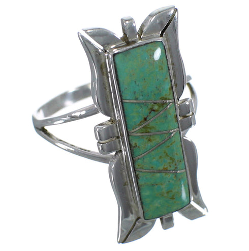 Southwestern Turquoise And Silver Ring Size 4-3/4 EX44256
