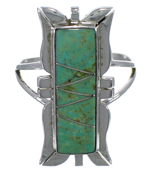 Southwestern Turquoise And Silver Ring Size 4-3/4 EX44256
