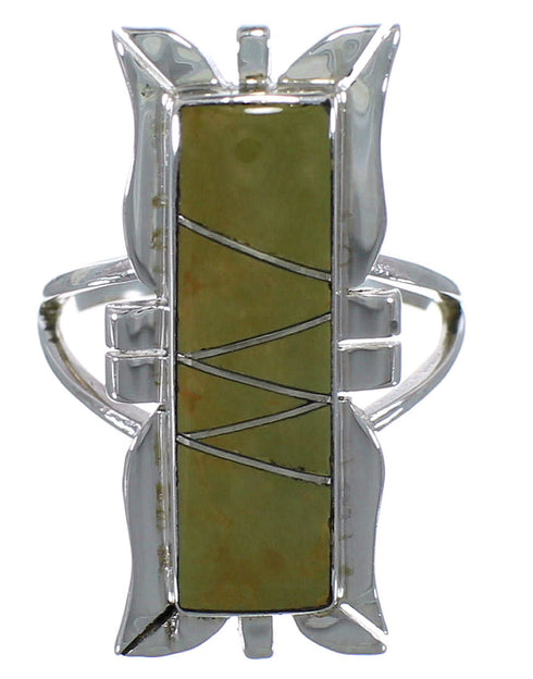 Turquoise Inlay Sterling Silver Ring Size 5-1/4 EX44258