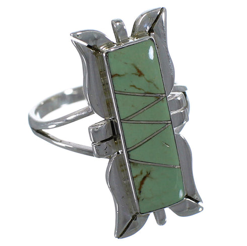 Turquoise Southwest Sterling Silver Ring Size 8-1/4 EX44261
