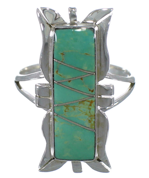 Turquoise Inlay Southwest Silver Ring Size 4-3/4 EX44271