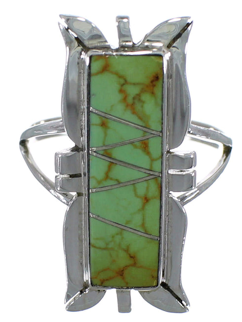 Sterling Silver Southwestern Turquoise Ring Size 7-1/4 EX44277