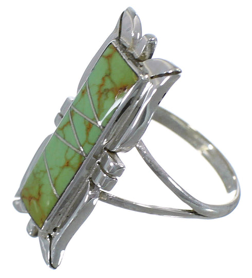 Sterling Silver Southwestern Turquoise Ring Size 7-1/4 EX44277