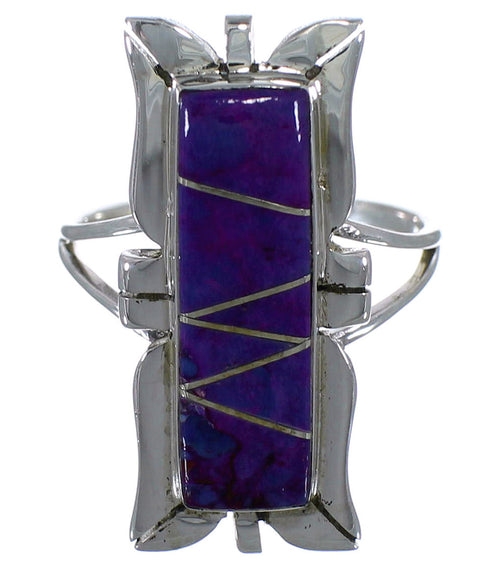 Sterling Silver Magenta Turquoise Ring Size 8-1/4 EX44282