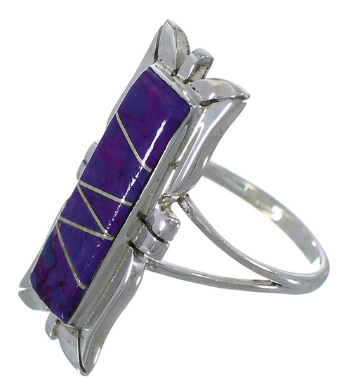 Sterling Silver Magenta Turquoise Ring Size 8-1/4 EX44282